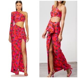 The New Arrivals by Ilkyaz Oze Gaia Cut Out Maxi Dress Rose Salvaje Size 6